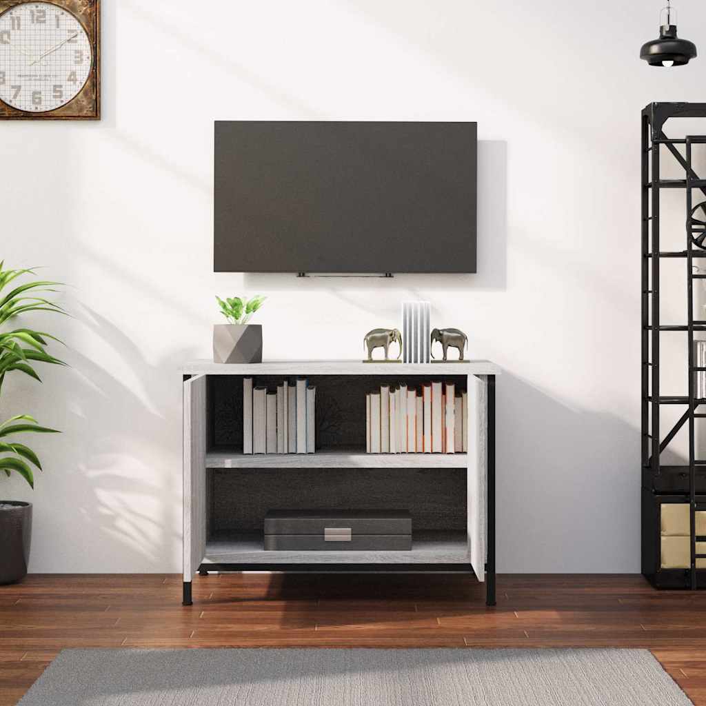 tv-bord med låger 60x35x45 cm konstrueret træ grå sonoma-eg