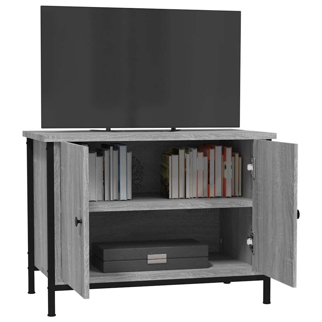 tv-bord med låger 60x35x45 cm konstrueret træ grå sonoma-eg