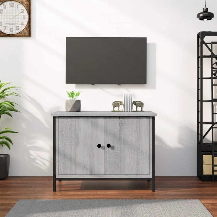tv-bord med låger 60x35x45 cm konstrueret træ grå sonoma-eg
