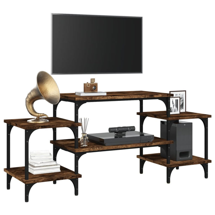 tv-bord 117x35x52 cm konstrueret træ røget egetræsfarve