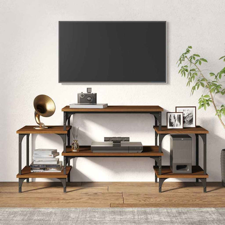 tv-bord 117x35x52 cm konstrueret træ brun egetræsfarve