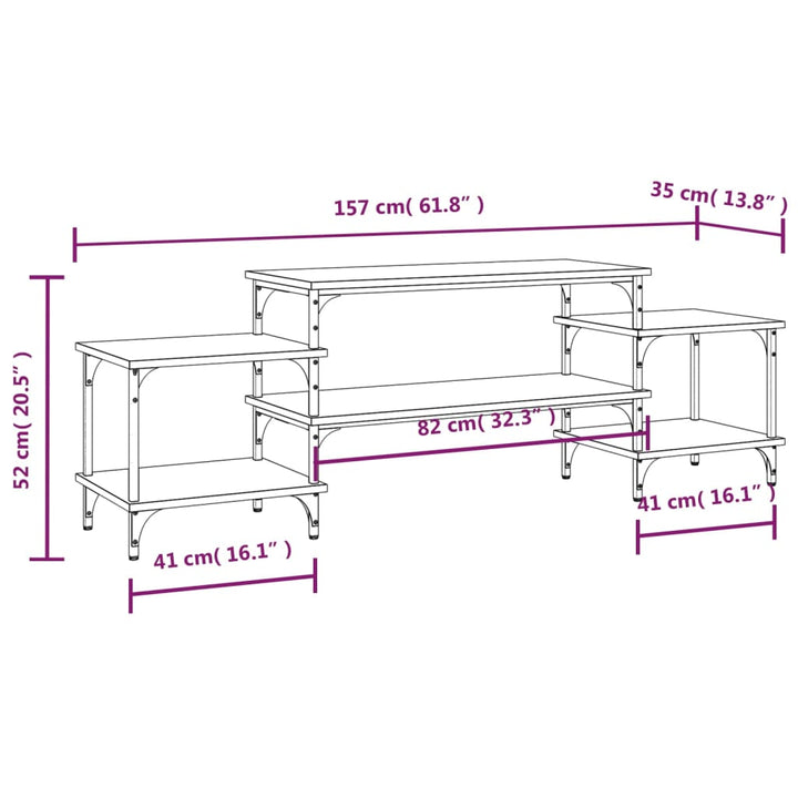 tv-bord 157x35x52 cm konstrueret træ sort