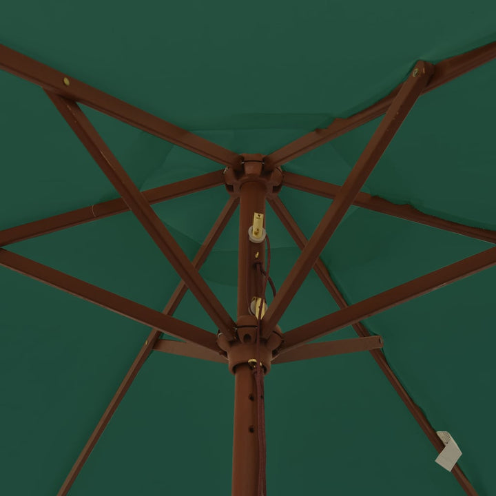 haveparasol med træstang 196x231 cm grøn