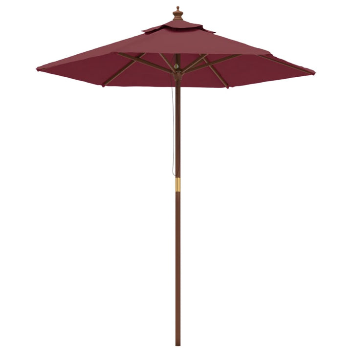 haveparasol med træstang 196x231 cm bordeauxfarvet