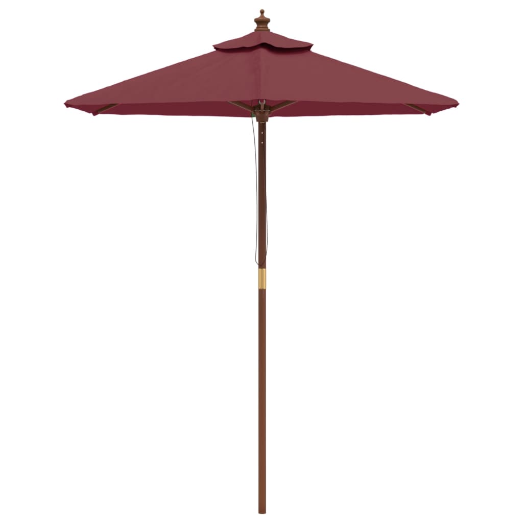 haveparasol med træstang 196x231 cm bordeauxfarvet