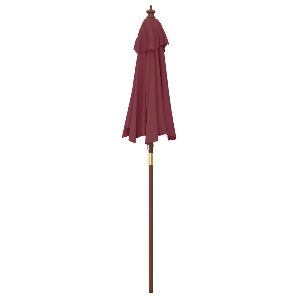 haveparasol med træstang 196x231 cm bordeauxfarvet