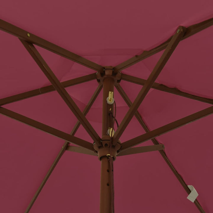 haveparasol med træstang 196x231 cm bordeauxfarvet