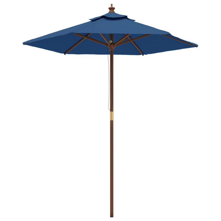 haveparasol med træstang 196x231 cm azurblå