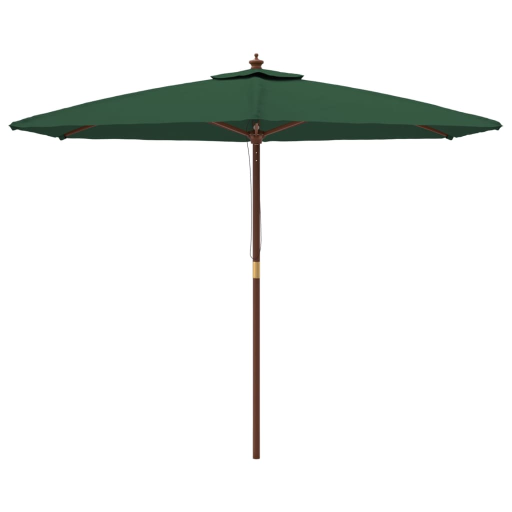 haveparasol med træstang 299x240 cm grøn
