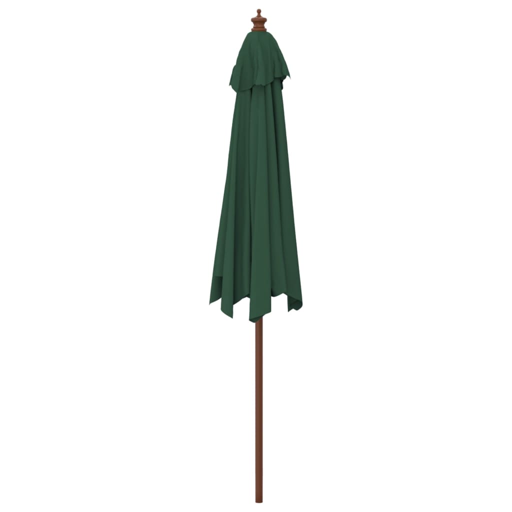 haveparasol med træstang 299x240 cm grøn