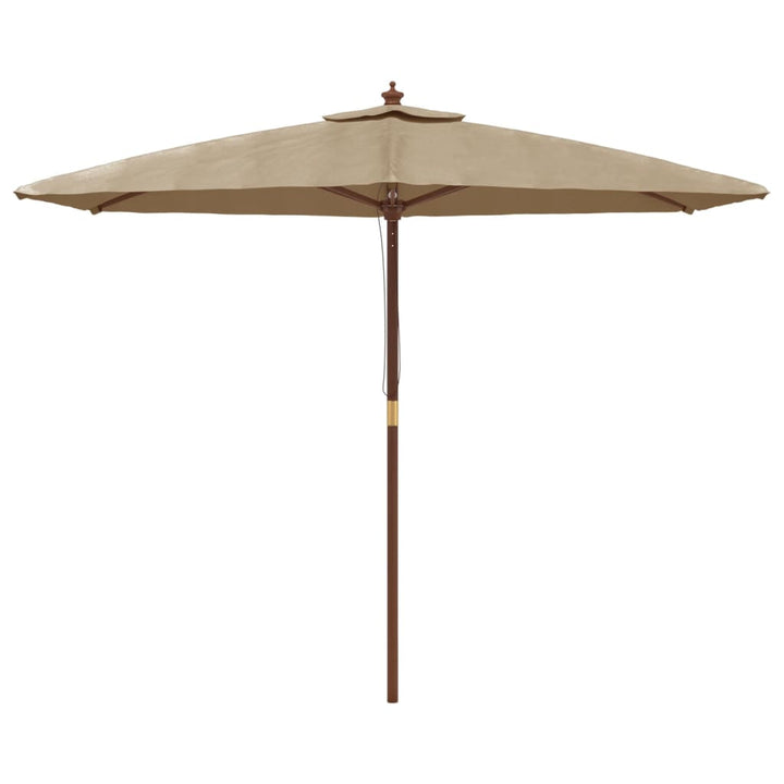 haveparasol med træstang 299x240 cm gråbrun
