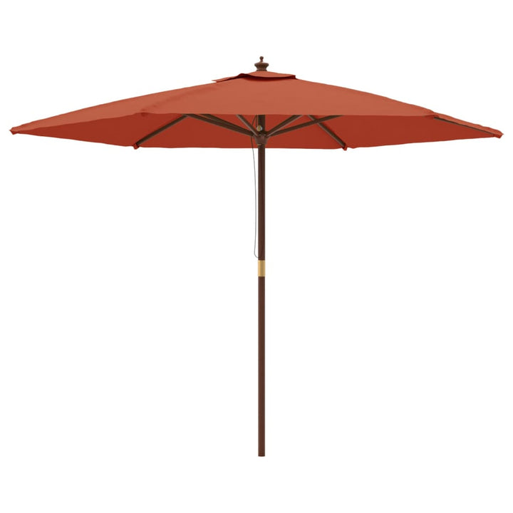 haveparasol med træstang 299x240 cm terrakotta
