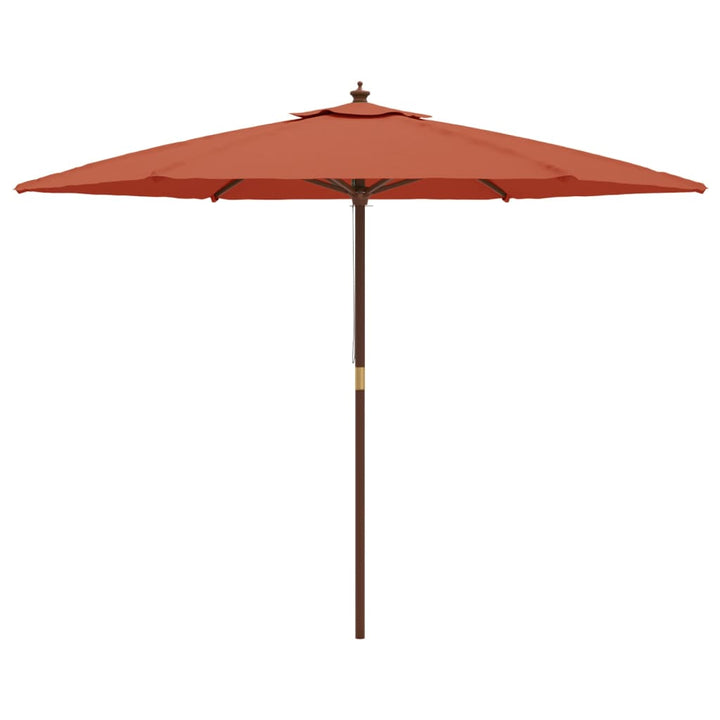 haveparasol med træstang 299x240 cm terrakotta