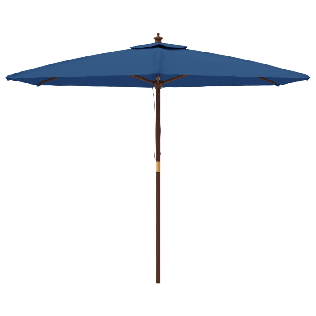haveparasol med træstang 299x240 cm azurblå
