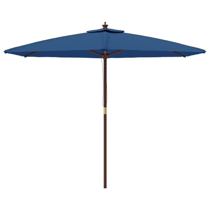 haveparasol med træstang 299x240 cm azurblå