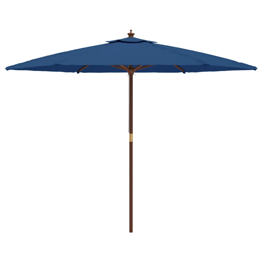 haveparasol med træstang 299x240 cm azurblå