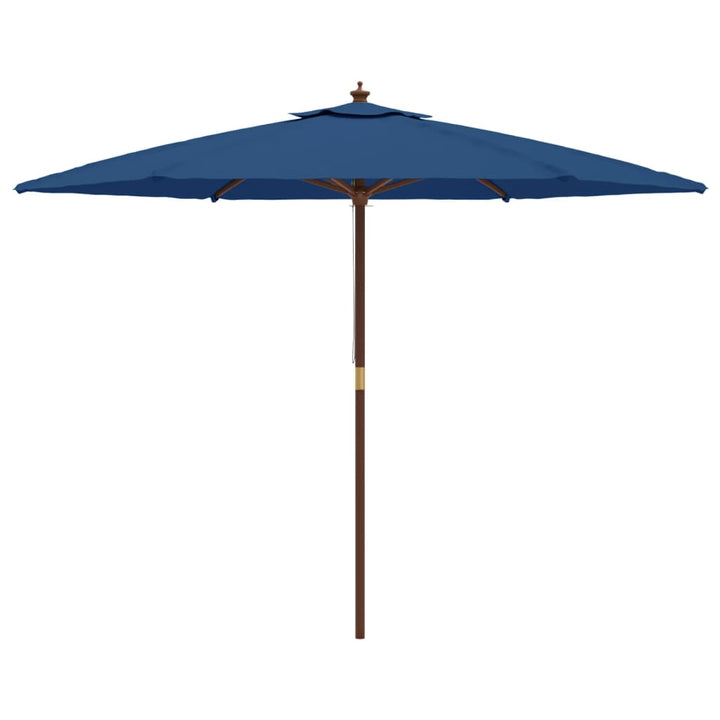 haveparasol med træstang 299x240 cm azurblå