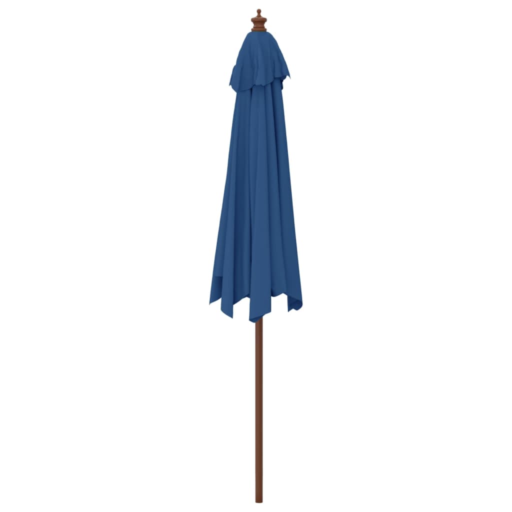 haveparasol med træstang 299x240 cm azurblå