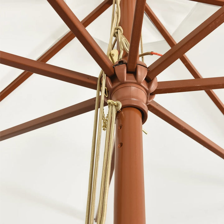 haveparasol med træstang 400x273 cm sandfarvet