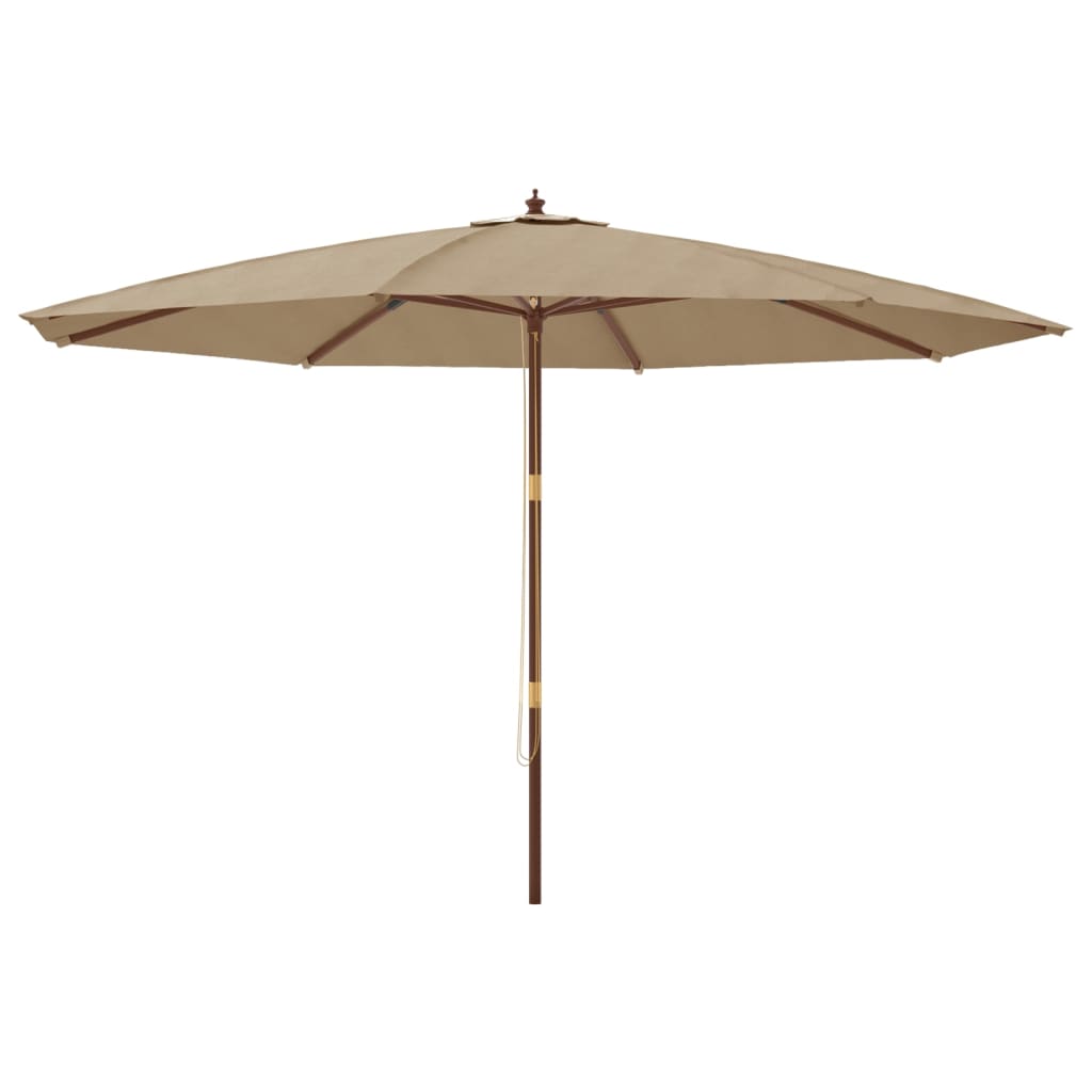 haveparasol med træstang 400x273 cm gråbrun