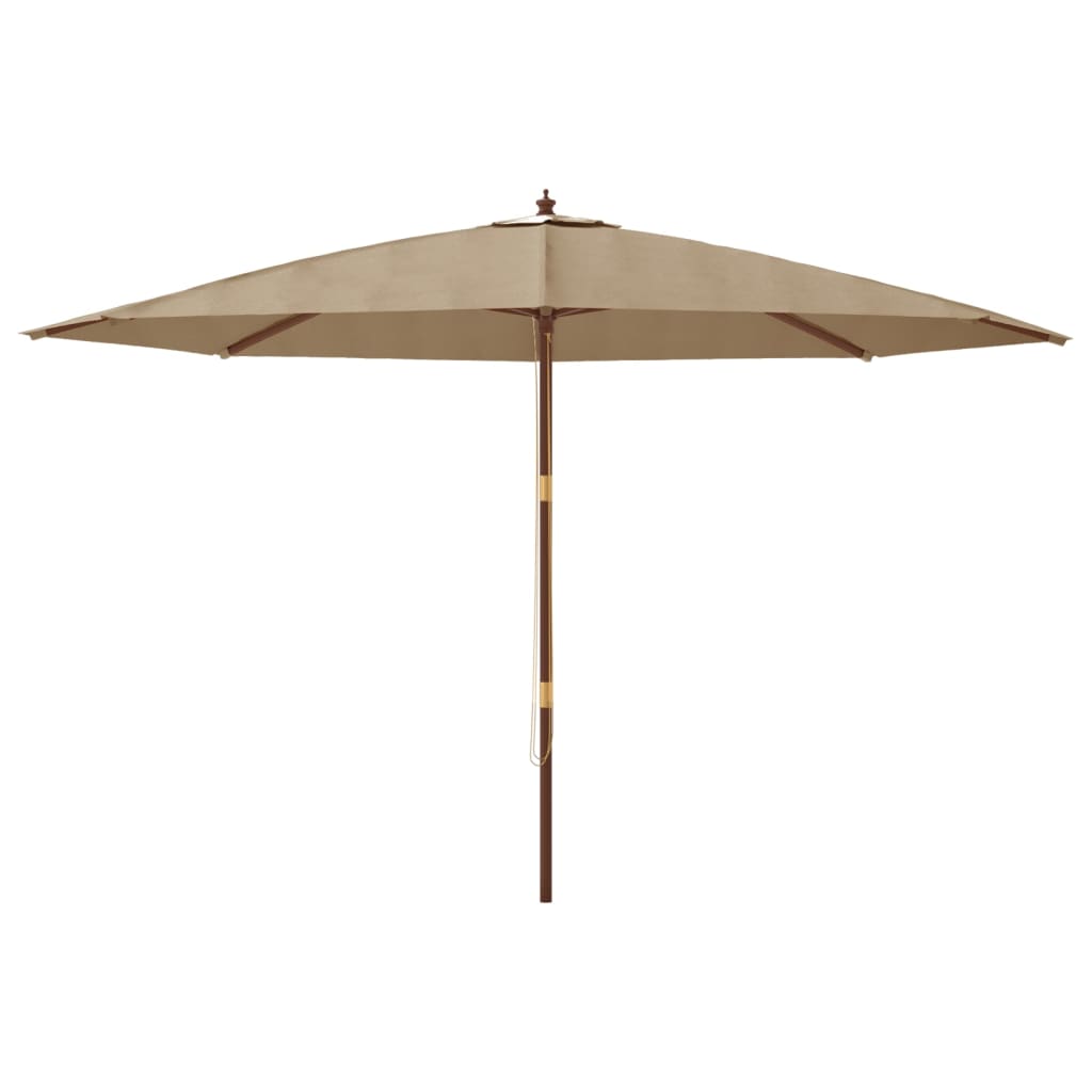 haveparasol med træstang 400x273 cm gråbrun