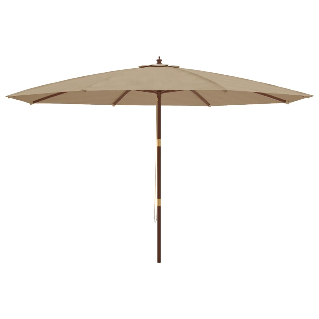 haveparasol med træstang 400x273 cm gråbrun