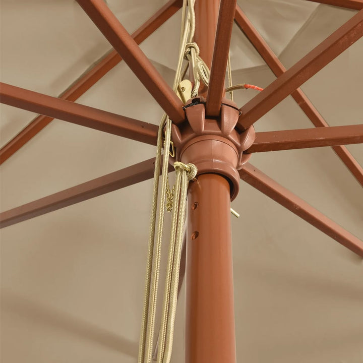 haveparasol med træstang 400x273 cm gråbrun