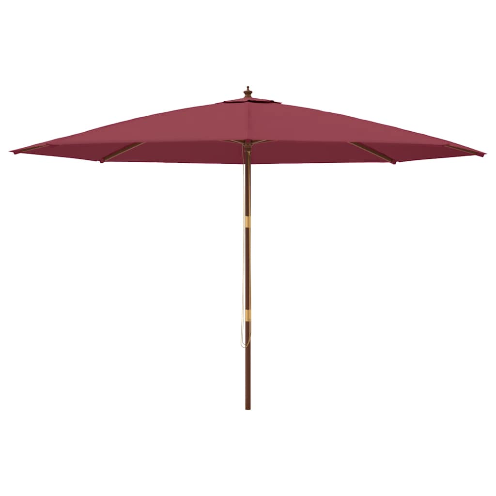 haveparasol med træstang 400x273 cm bordeauxfarvet