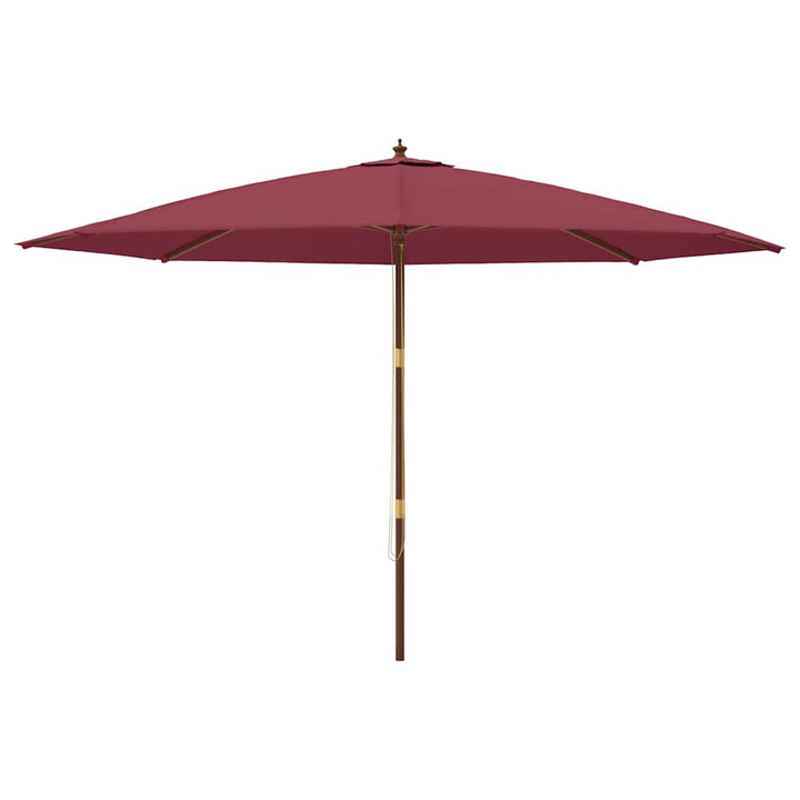 haveparasol med træstang 400x273 cm bordeauxfarvet