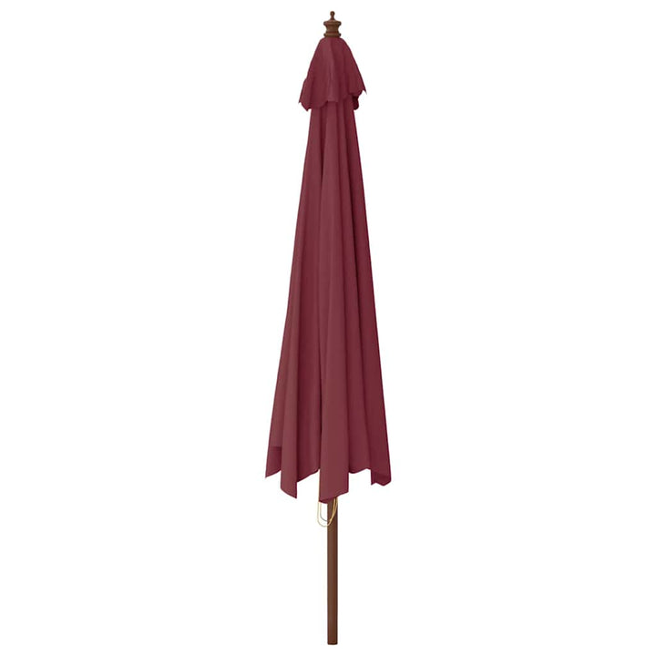 haveparasol med træstang 400x273 cm bordeauxfarvet