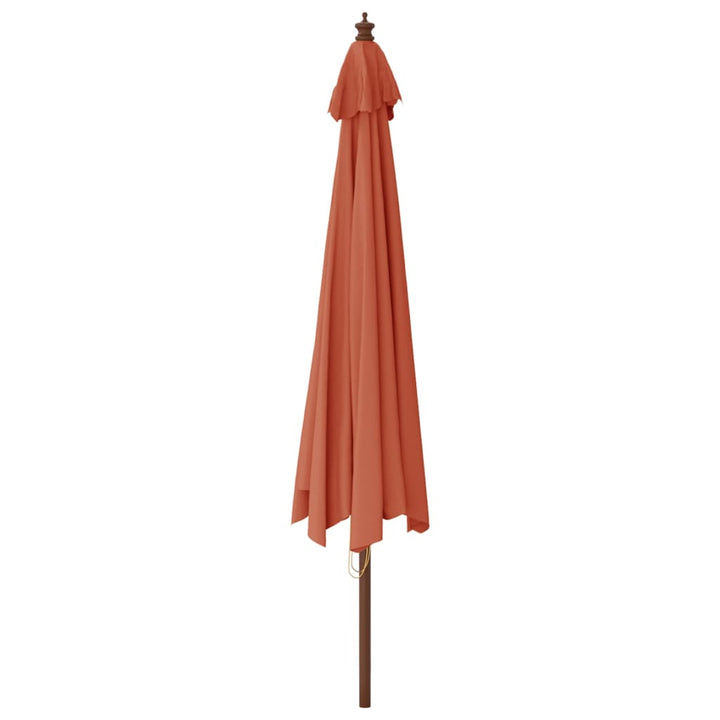 haveparasol med træstang 400x273 cm terrakotta