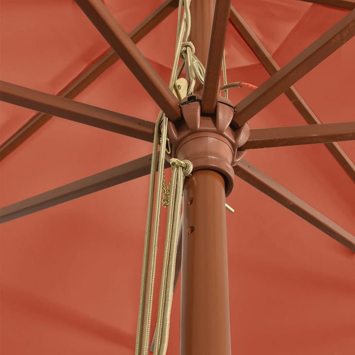 haveparasol med træstang 400x273 cm terrakotta