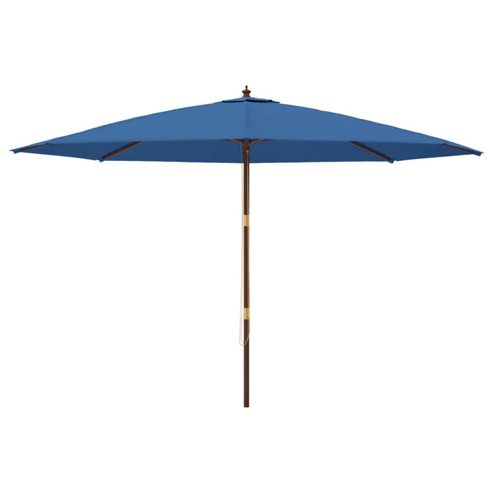 haveparasol med træstang 400x273 cm azurblå