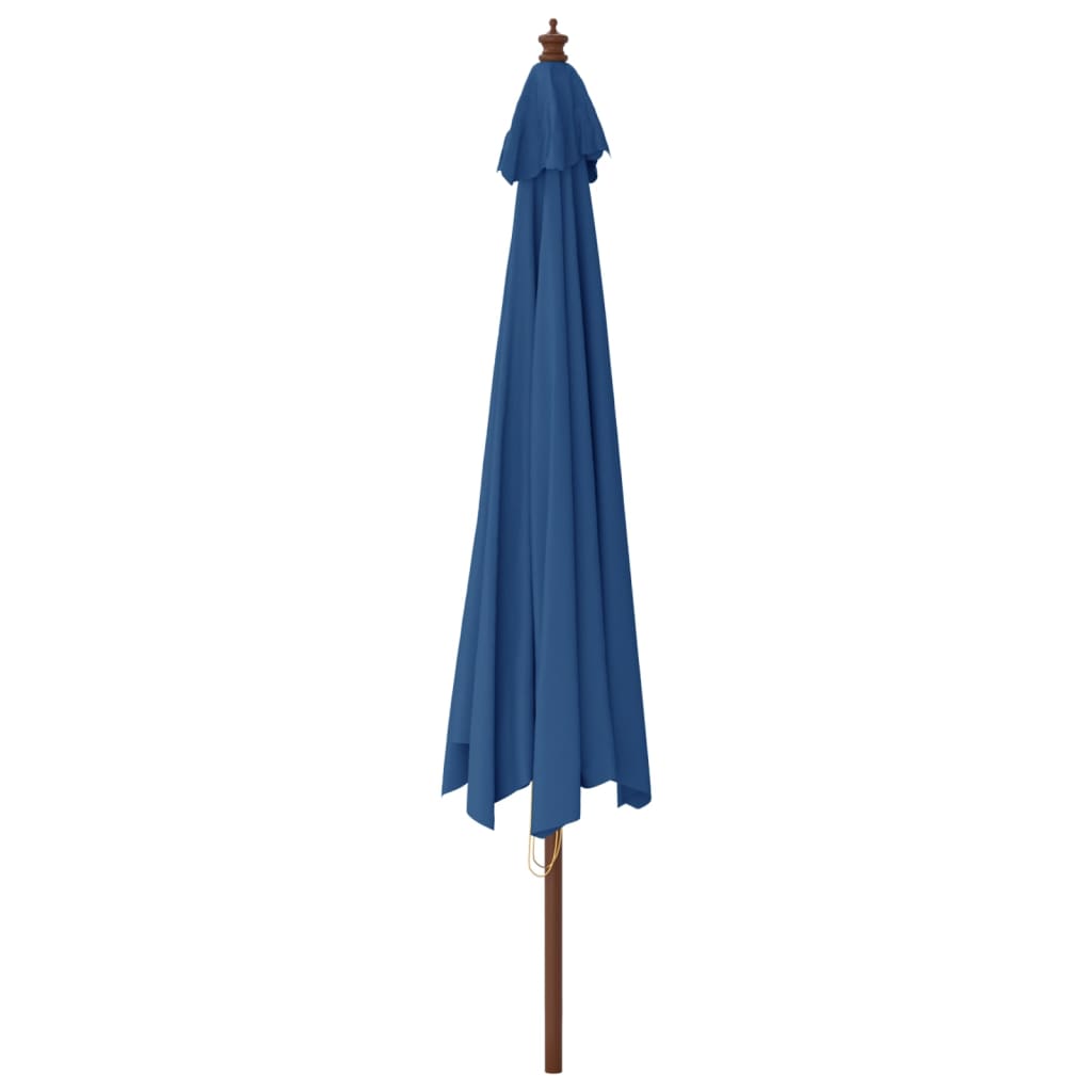 haveparasol med træstang 400x273 cm azurblå