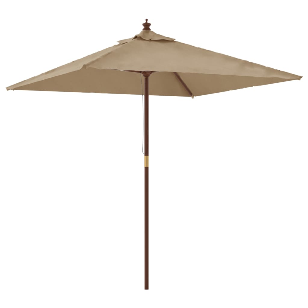 haveparasol med træstang 198x198x231 cm gråbrun