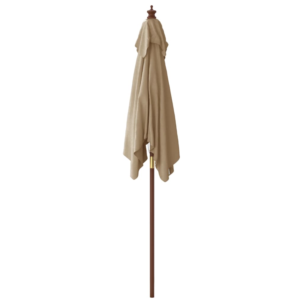 haveparasol med træstang 198x198x231 cm gråbrun