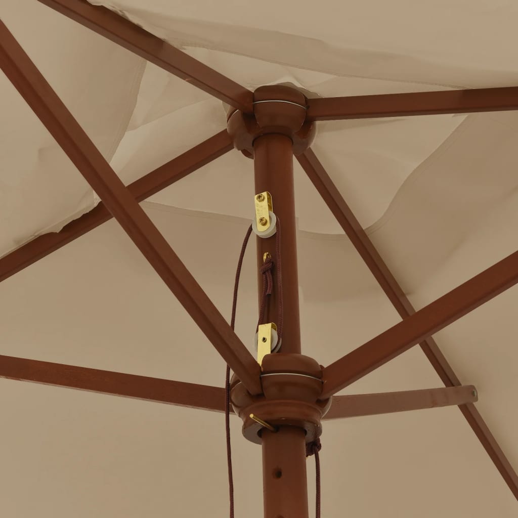 haveparasol med træstang 198x198x231 cm gråbrun