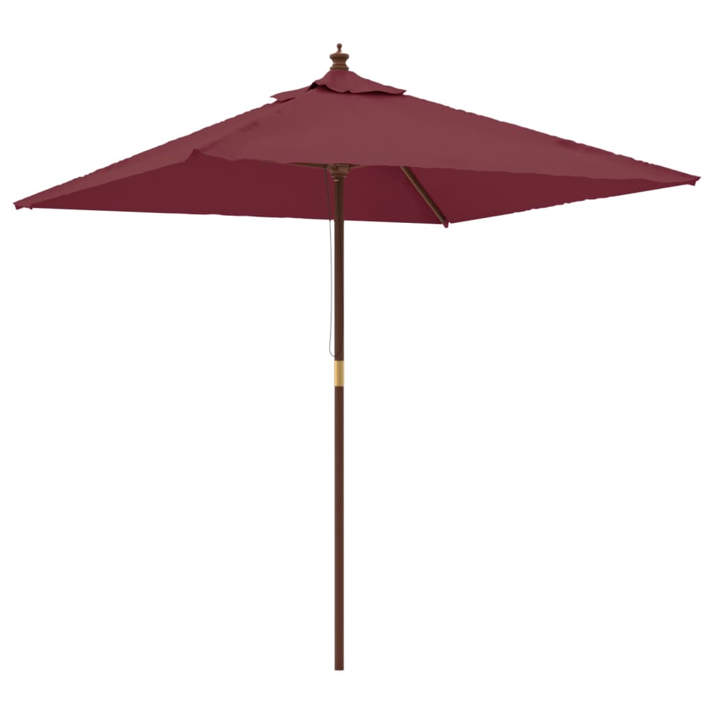 haveparasol med træstang 198x198x231 cm bordeauxfarvet