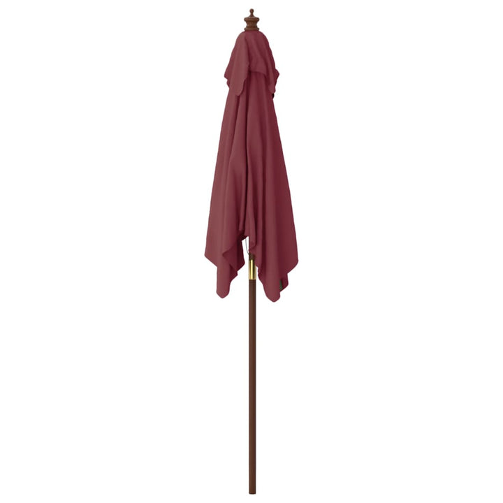 haveparasol med træstang 198x198x231 cm bordeauxfarvet