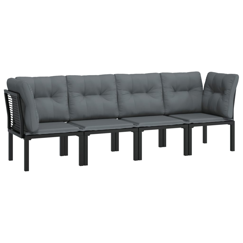 loungesæt til haven 4 dele polyrattan sort og grå