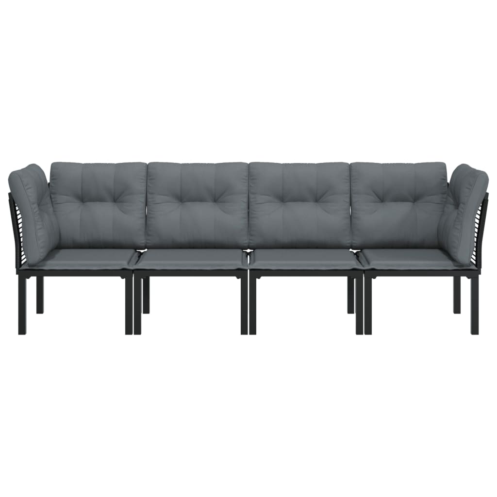 loungesæt til haven 4 dele polyrattan sort og grå