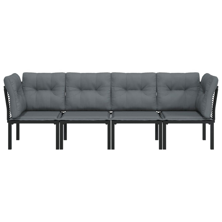 loungesæt til haven 4 dele polyrattan sort og grå