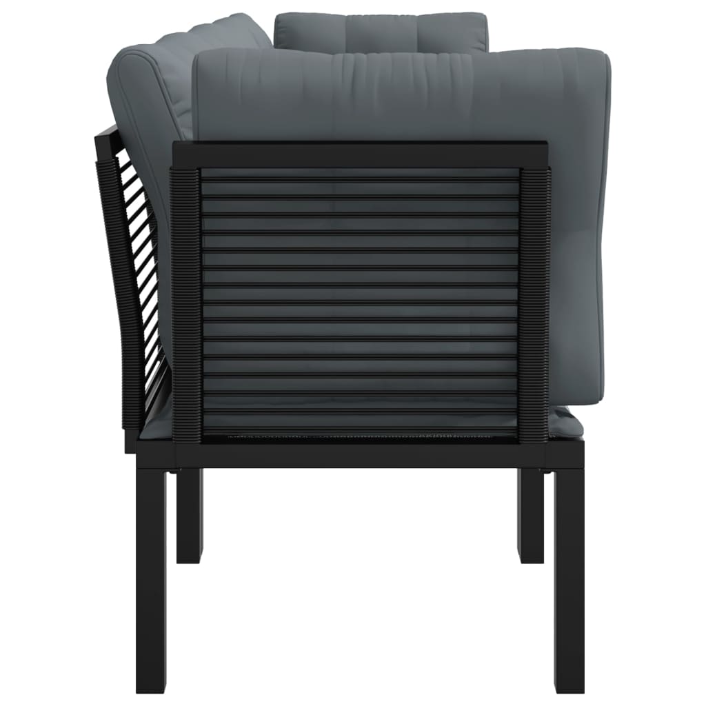loungesæt til haven 4 dele polyrattan sort og grå