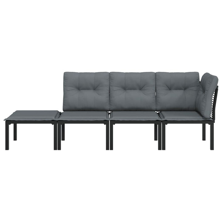loungesæt til haven 4 dele polyrattan sort og grå