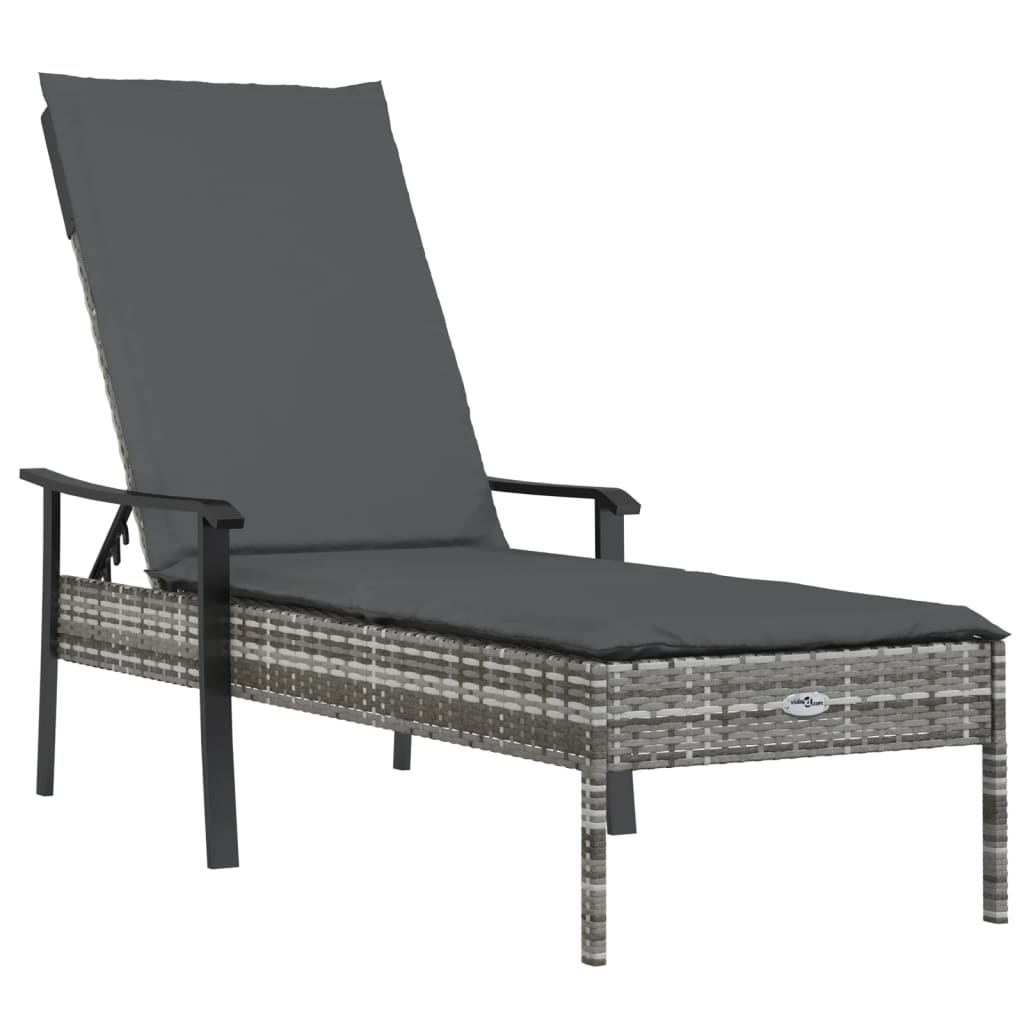 liggestole 2 stk. med hynder og bord polyrattan grå