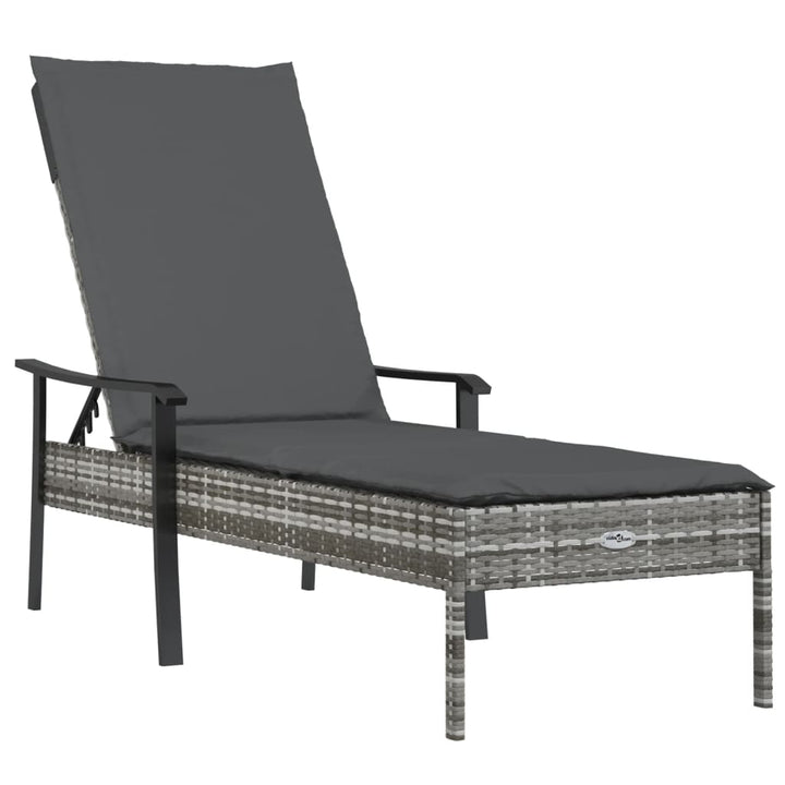liggestole 2 stk. med hynder og bord polyrattan grå