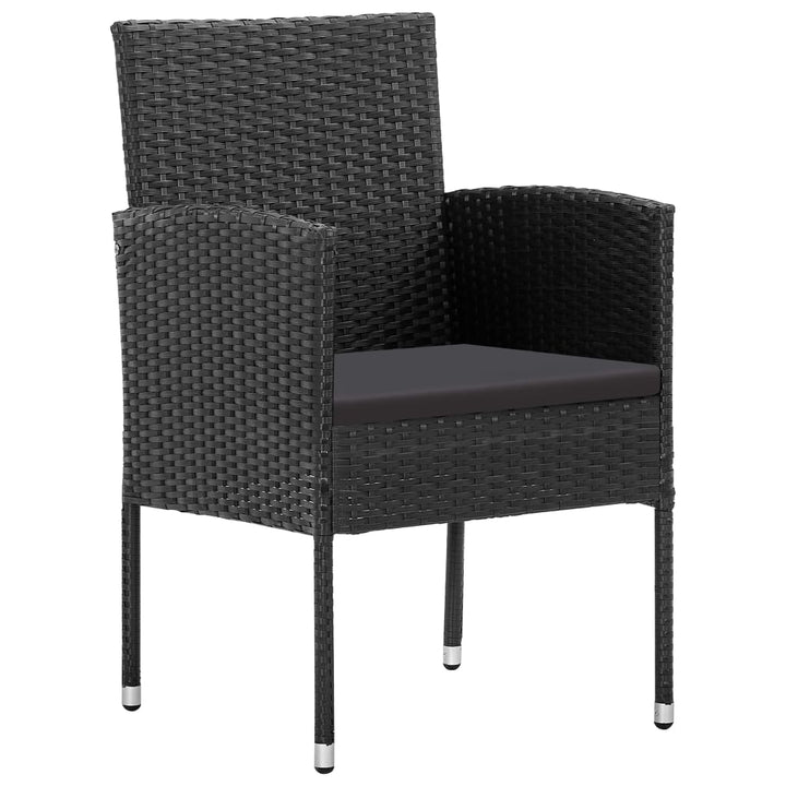 spisebordssæt til haven 5 dele med hynder polyrattan sort