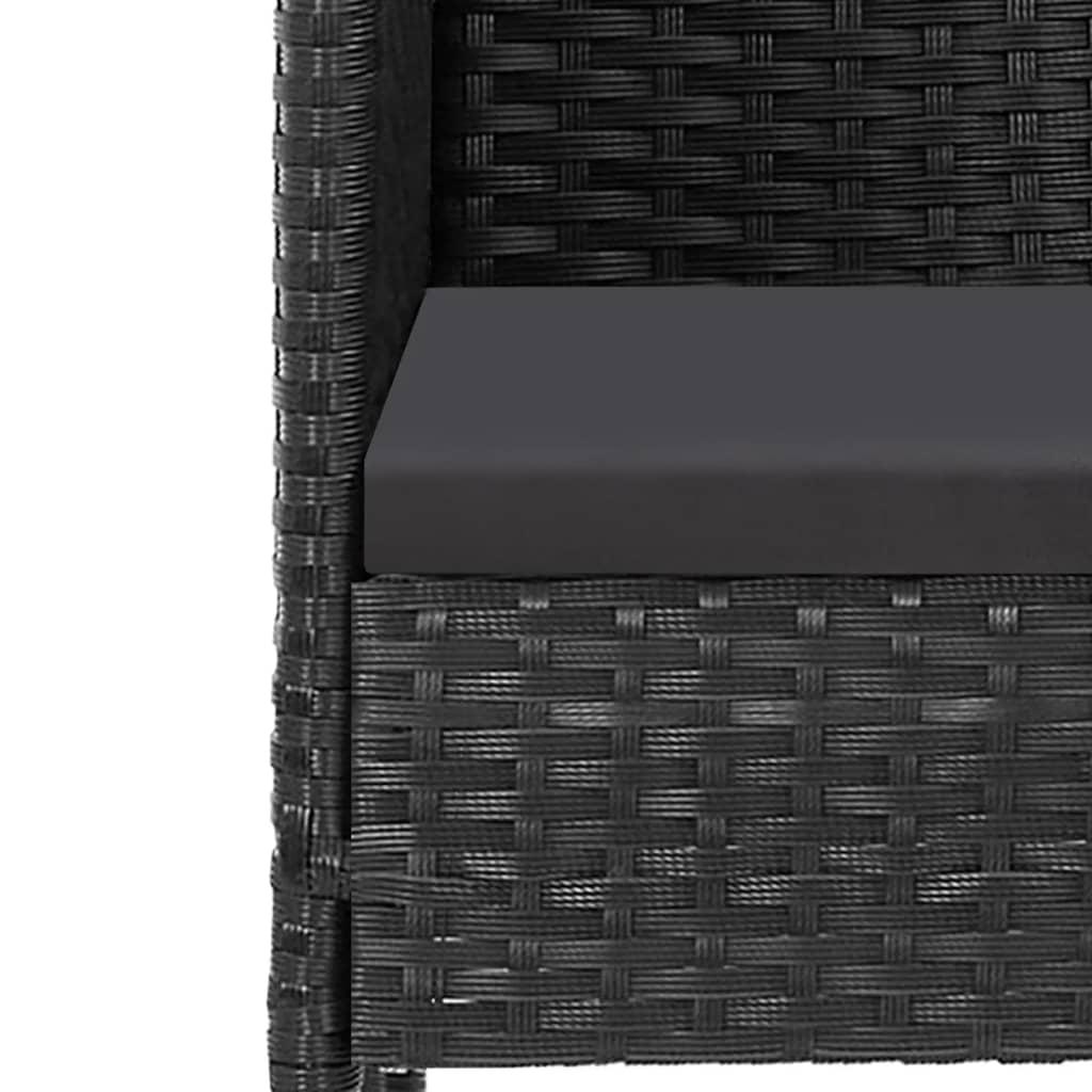 spisebordssæt til haven 5 dele med hynder polyrattan sort