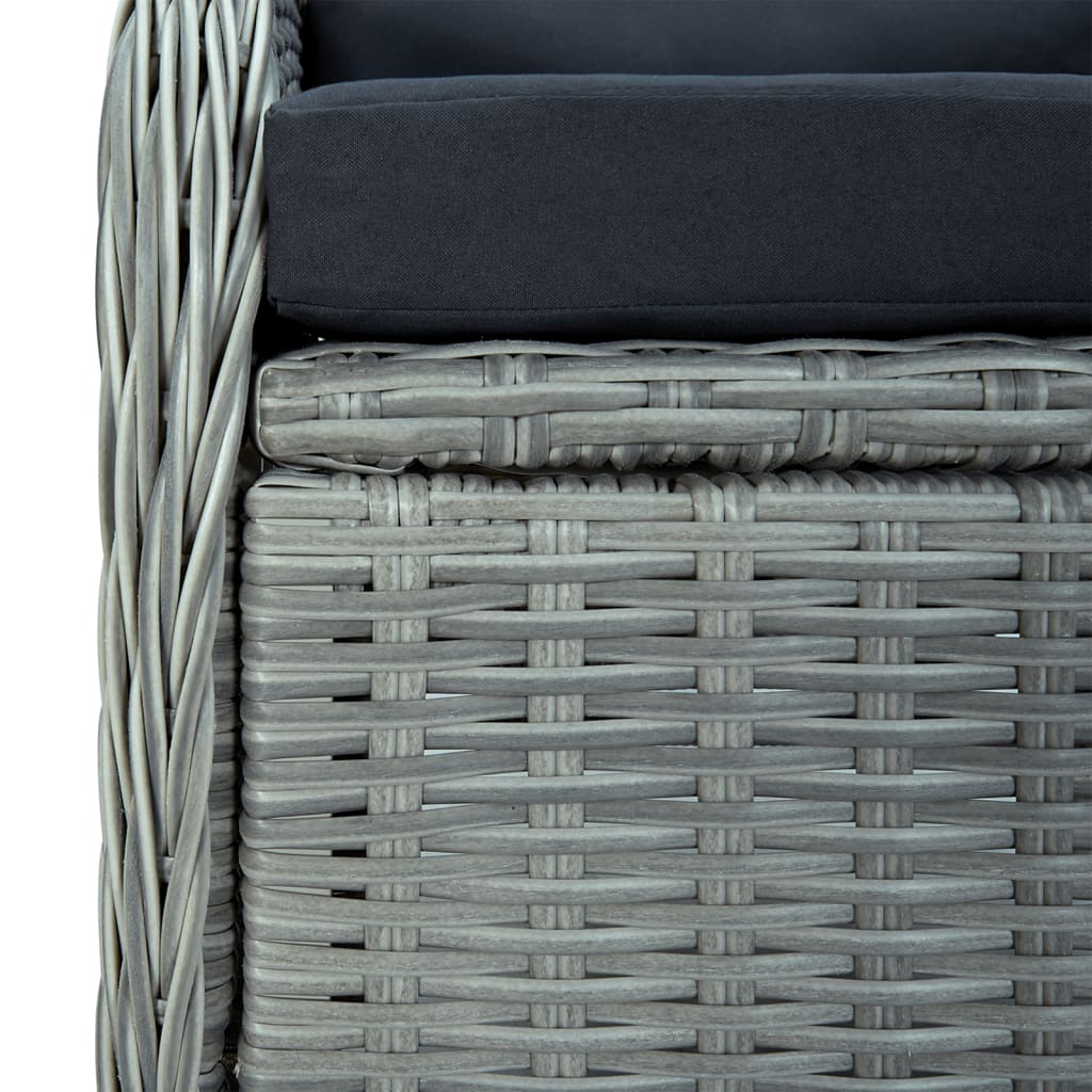 spisebordssæt til haven 5 dele polyrattan lysegrå