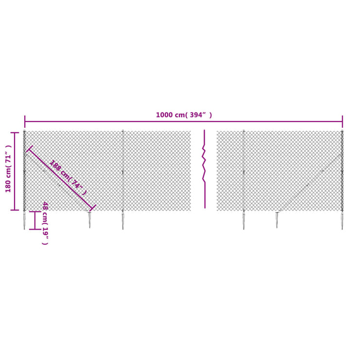 trådhegn med jordspyd 1,8x10 m antracitgrå